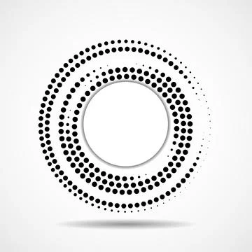 Abstract dotted circles, logo inside with shadow. Dots in circular form Stock Illustration