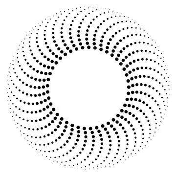 Abstract Dotted Circular Frame with Radial Swirl Pattern Stock-Illustration