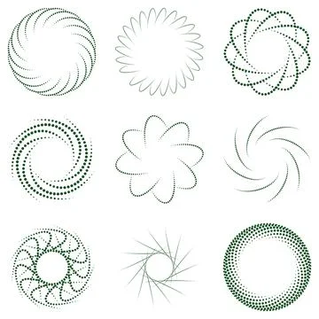 Abstract Dotted Circular Shapes Set Stock Illustration