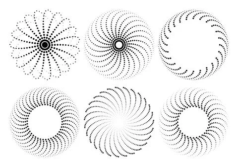 Abstract Dotted Circular Spiral Pattern Collection Stock Illustration