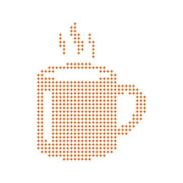 Abstract dotted coffee mug shape with autumn fall color palette. Stock Illustration
