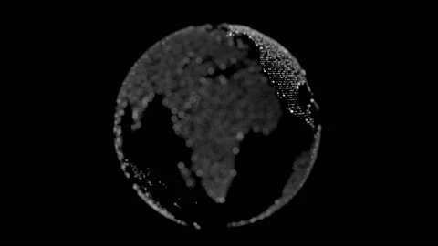 Abstract dotted earth rotating, spinning, world map, 3d rendering, 4k loop Stock Footage 230329364