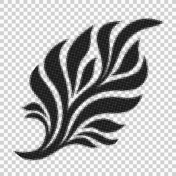Abstract dotted pattern design resembling a stylized leaf with intricate de.. Stock Illustration