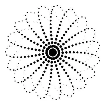 Abstract Dotted Radial Circular Pattern on White Background Stock Illustration