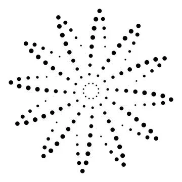 Abstract Dotted Radial Starburst Pattern on White Background Stock Illustration