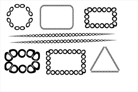 Abstract dotted shapes frame set with circular and geometric border elements 库存插图