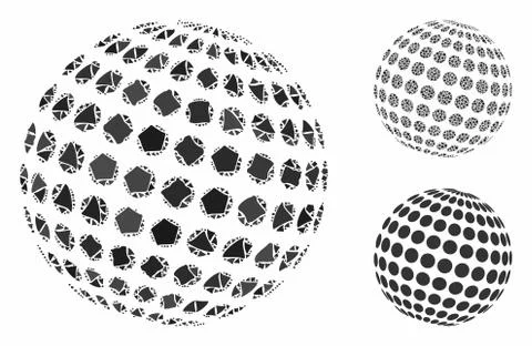 Abstract dotted sphere Composition Icon of Bumpy Elements Stock Illustration