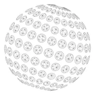 Abstract Dotted Sphere Polygonal Frame Vector Mesh Illustration 스톡 일러스트
