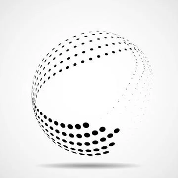 Abstract dotted sphere on white background. Dots in circular form. Vector des Stock Illustration