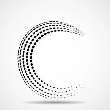 Abstract dotted sphere on white background. Dots in circular form. Vector d.. Stock Illustration