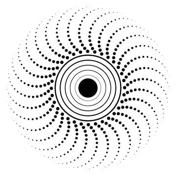 Abstract Dotted Spiral Circular Pattern with Concentric Rings Stock Illustration