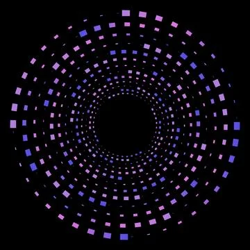 Abstract Dotted Spiral Tunnel Pattern on Black Background Stock Illustration