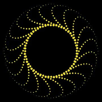 Abstract Dotted Star Circle Pattern on Black Background Stock Illustration