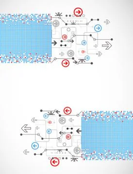 Abstract dotted technological background with various technological elements Stock Illustration