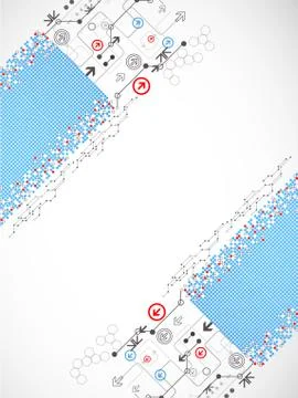 Abstract dotted technological background with various technological elements Stockillustratie