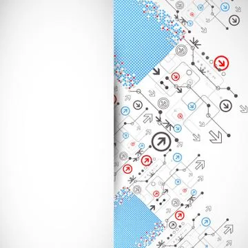 Abstract dotted technological background with various technological elements Stockillustratie
