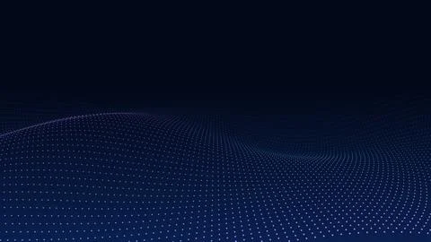 Abstract dotted wave of particles on dark blue, big data background Stock Illustration