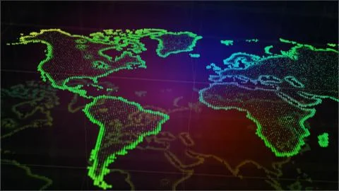 Abstract dotted World Map. Flat Earth Graph 3d illustration 스톡 일러스트