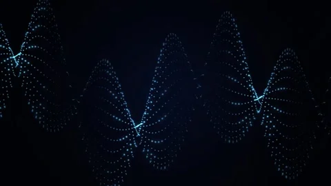 Abstract double helix motion made of blue glowing digital particles on dark.. Stock Footage 346374372