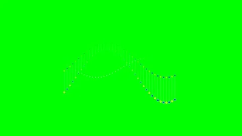 Abstract double helix structure formed by small colorful glowing light dots Stock Footage 340263382