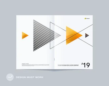 Abstract double-page brochure design style with colourful triangles for branding Stock Illustration
