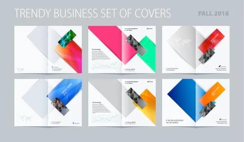 Abstract double-page brochure design rectangular style with colourful rectangles Stock Illustration
