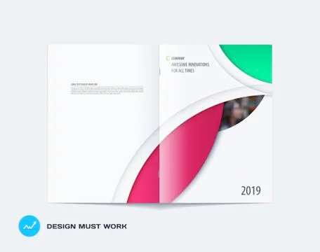 Abstract double-page brochure design round style with colourful circles for Stock Illustration