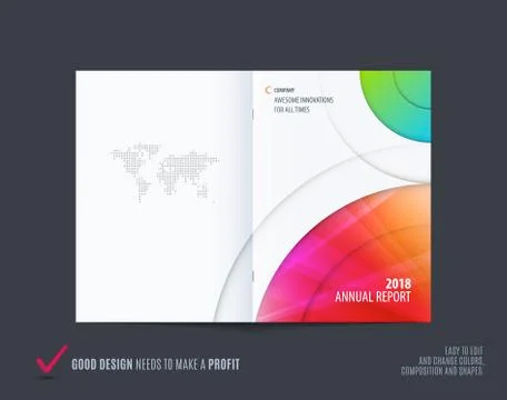 Abstract double-page brochure design round style with colourful circles for Stock Illustration