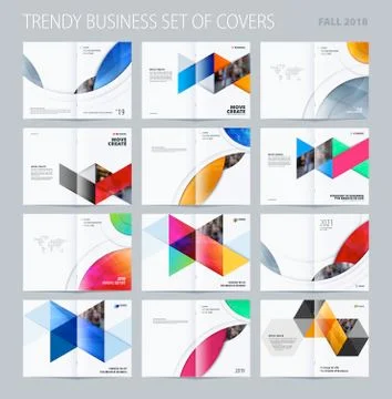 Abstract double-page brochure design round style with colourful circles for Stock Illustration