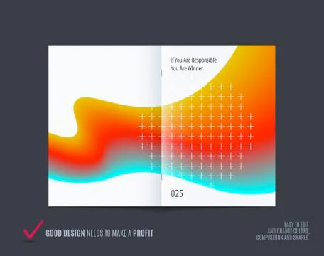Abstract double-page brochure design fluid style with colourful liquid for Stock Illustration