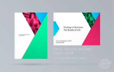 Abstract double-page brochure material design style with colourful layers for イラスト素材