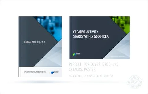 Abstract double-page brochure material design style with colourful layers for Illustrazione stock