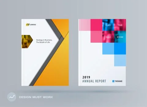 Abstract double-page brochure material design style with colourful layers for Stock Illustration