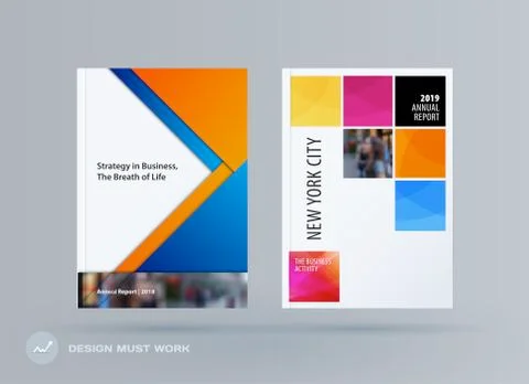 Abstract double-page brochure material design style with colourful layers for イラスト素材