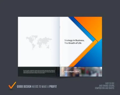 Abstract double-page brochure material design style with colourful layers for イラスト素材
