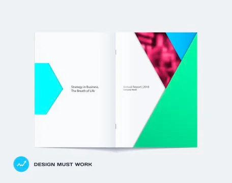Abstract double-page brochure material design style with colourful layers for Illustrazione stock
