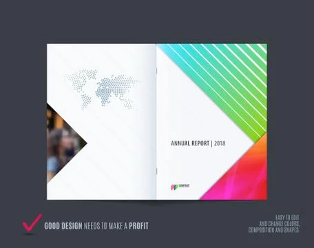 Abstract double-page brochure material design style with colourful layers for イラスト素材