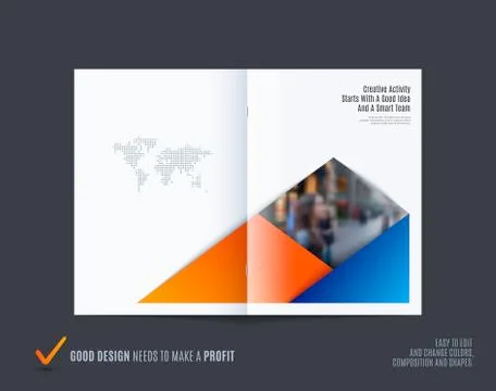 Abstract double-page brochure material design style with colourful layers for イラスト素材