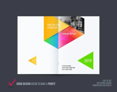Abstract double-page brochure material design style with colourful layers for イラスト素材