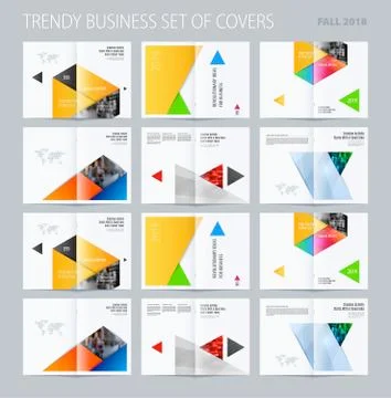 Abstract double-page brochure material design style with colourful layers for イラスト素材