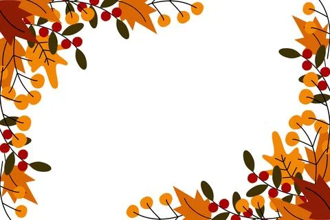 Abstract double sided autumn border frame with copy space inside and twigs in Illustrazione stock