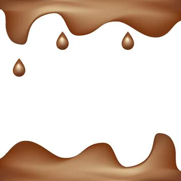 Abstract double sided frame with drops and waves of milk chocolate. 3d realistic Illustrazione stock