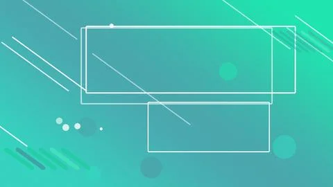 Abstract double UI frames and floating circles sit on a teal-green gradient.. Illustrazione stock