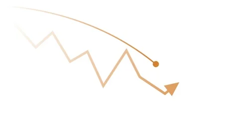 Abstract downward chart with a falling line and arrow decline loss or a neg.. 動画素材 340385641