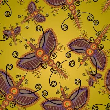 Abstract dragon fly seamless background, vector illustration Stock Illustration