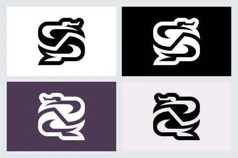 Abstract Dragon Logo Symbol Icon Set Stock Illustration