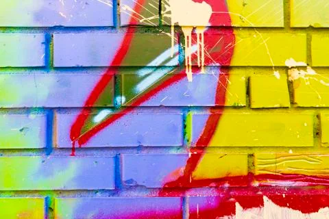 Abstract drawing on a brick wall background. 库存照片