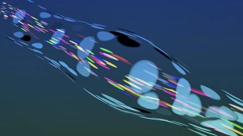 Abstract drawing. An empty transparent cavity through which particles pass. Stock Illustration