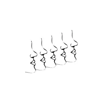 Abstract drawing of a single line of a repeating face. Minimalistic style Stock Illustration