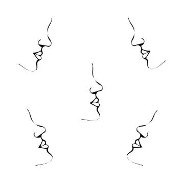 Abstract drawing of a single line of a repeating face. Minimalistic style Stock Illustration